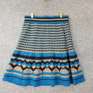 ANTHROPOLOGIE Boho Fair Isle Merino Wool Skirt Womens M Blue‎ GIRLS FROM SAVOY